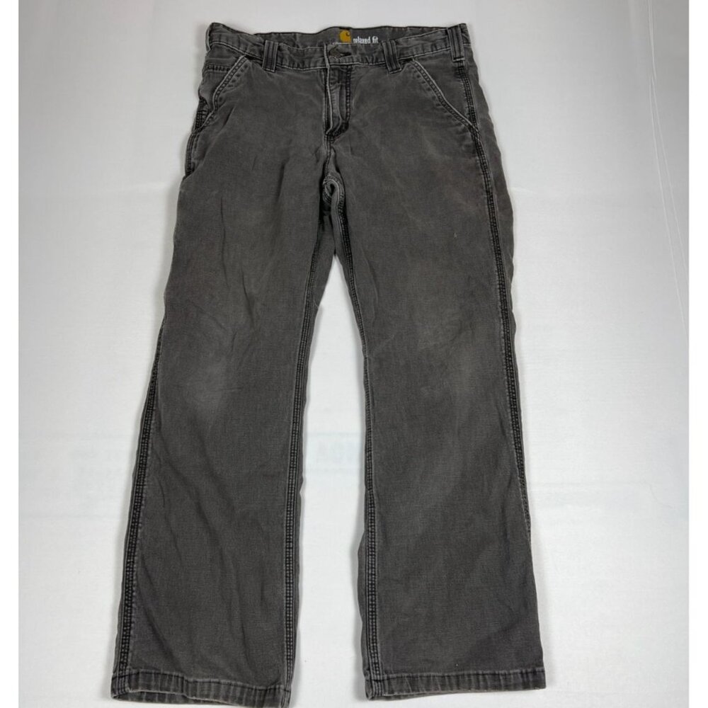 Carhartt Men 32x30 Shadow Grey Relaxed Fit Canvas Work Pants